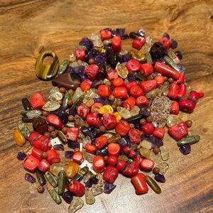 Colorful Gemstone Bead Collection Amethyst Jasper Red Coral Tiger’s Eye Agate